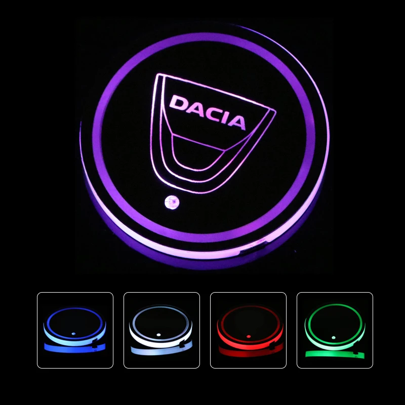 2 шт. Автомобильные светодиодные подстаканники для DACIA 7 цветов|Нескользящий