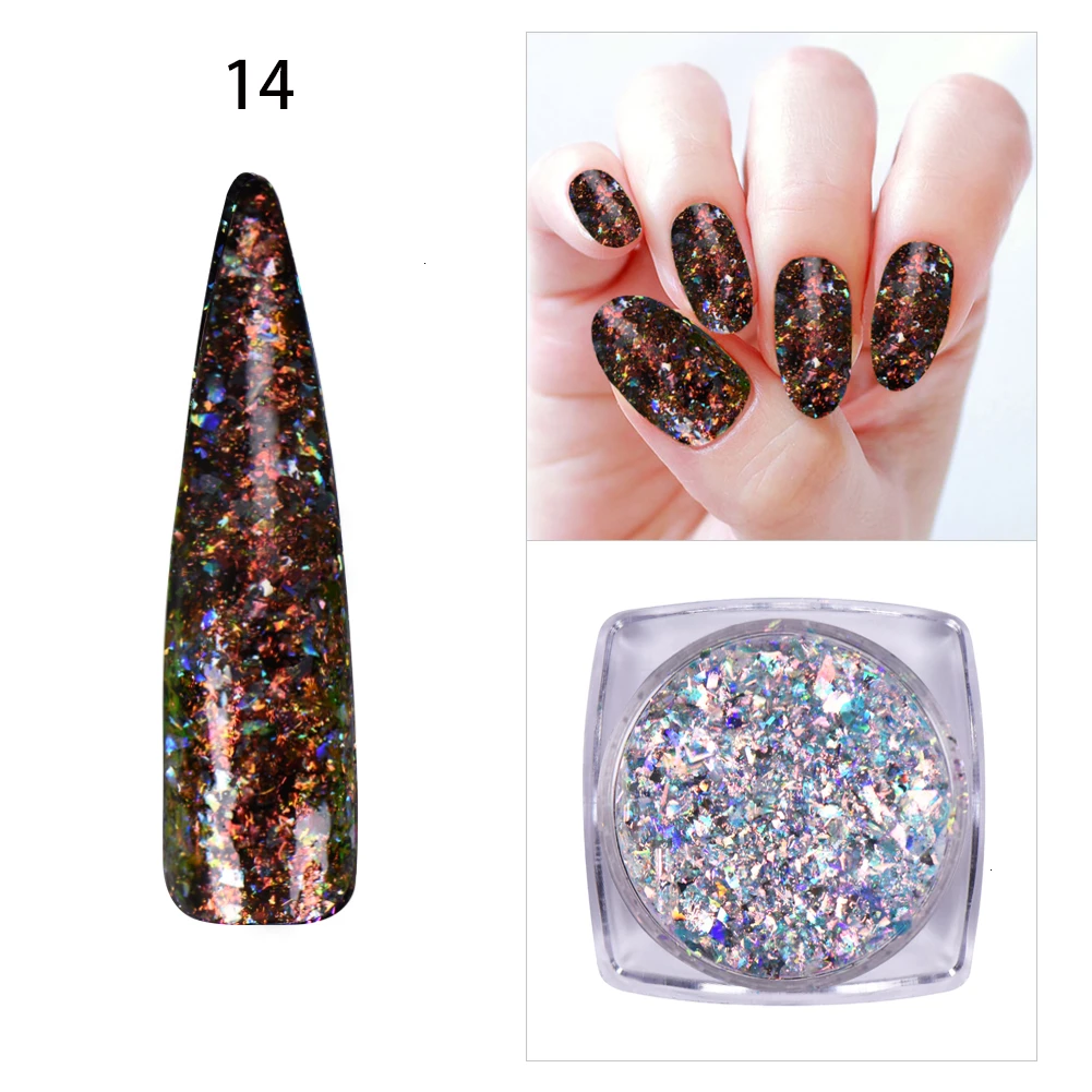 BeautyBigBang, 0,2 г, хамелеон, лак для ногтей, неровные блестки, порошок кораллового цвета, блестки, маникюрные украшения ногти, блестки