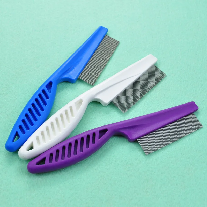 1Pcs Lice Brush Portable for Cat Dog Cleaning Tool Flea Comb Pure Color Pet Animal Care Hair Grooming Combs Stainless Steel | Дом и сад