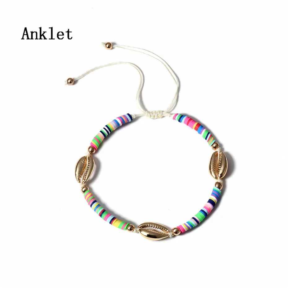 Anklet IngeSight. Z богемный сплав оболочка браслет на запястье амулет Регулируемая Радуга веревка цепь браслет цепь на запястье для женщин ювелирные изделия - Окраска металла: Anklet
