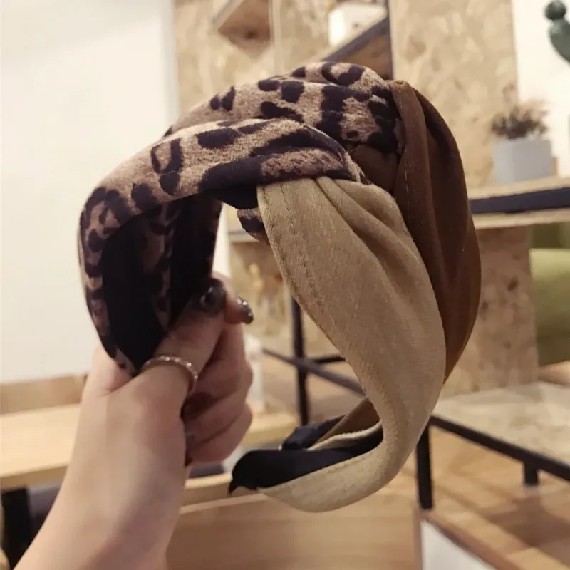 Ретро леопардовая завязанная повязка на волосы голову тюрбан для женщин леди