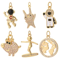 astronaut cosmonaut cute charms for jewelry making supplies map cool figure gold pendant dangle charms copper cubic zircon