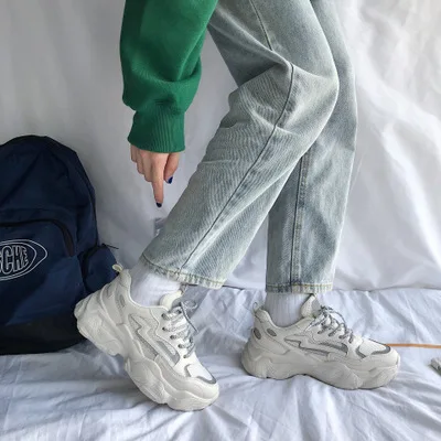 Сетчатая Красная Спортивная обувь женская Новинка 2019 года Осенняя в Корейском