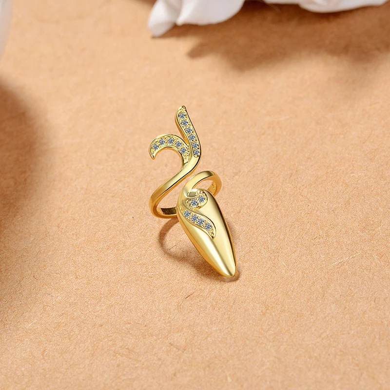 

Women Geometric Fingertip Nail Ring Bridal Wedding Ring Wholesale Trendy Rhinestone Inlaid Fingertip Nail Ring For Ladies