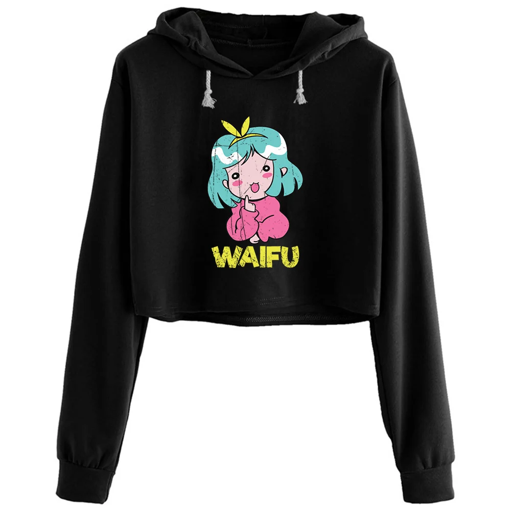

Waifu Crop Hoodies Women Korean Y2k Kawaii Goth Pullover For Girls
