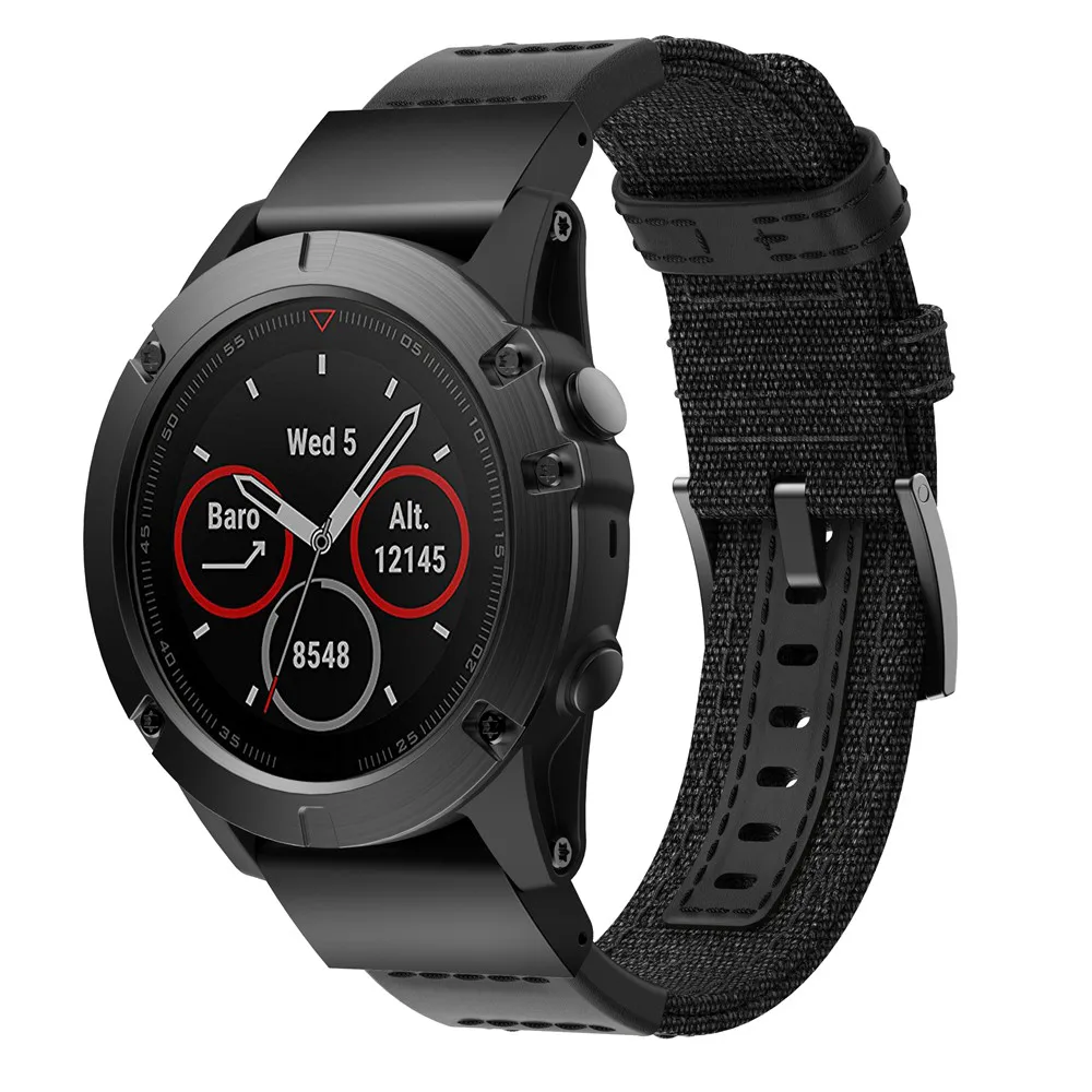 Ремешок для часов Fenix6 6X Pro быстросъемный плетеный нейлоновый брезентовый кожаный
