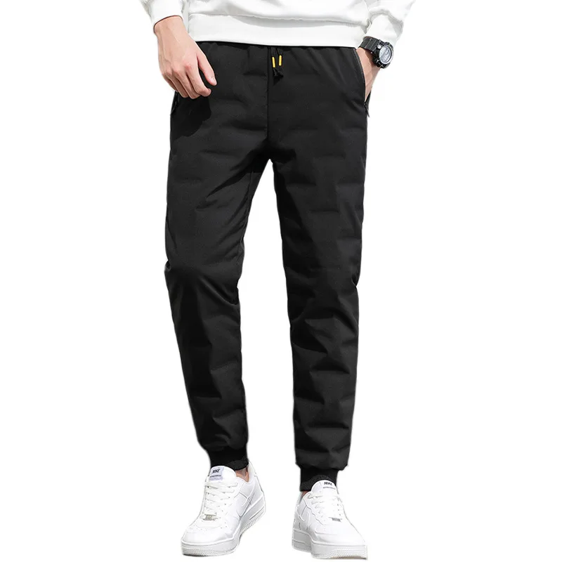 

Winter Pants Mens White Duck Down Pants High Quality Slim Waterproof Snow Pants Warm Down Padded Trousers Male Outerwear