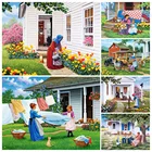 Алмазная 5D картина сделай сам, Набор для вышивки крестиком из квадратных страз, пейзаж, сад, мозаика из страз, художественная роспись, украшение для дома, подарок
