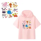 Мультяшные комбинированные наклейки на одежду с животными, термоклейкие нашивки сделай сам, термоклейкие нашивки для одежды, футболки, декоративные аппликации