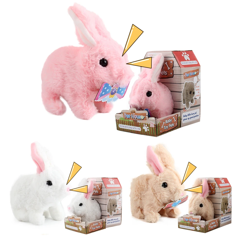 

1 Pc Electric Plush Bunny Battery Operated Hopping Rabbit Interactive Toy For Children Boy Girls Random