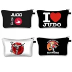 Классные сумки для макияжа в военном стиле для тхэквондоя люблю дзюдос принтом для путешествий женская косметичка Женская несессер косметичка Сумка для хранения