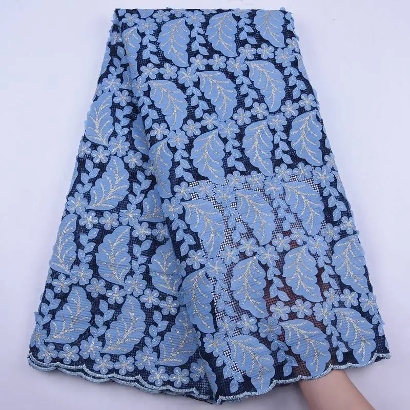 Новейшая африканская 3D кружевная ткань Высококачественная с пайетками