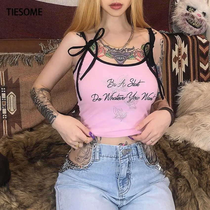 Женская футболка на шнуровке с квадратным вырезом без рукавов|Топы| |