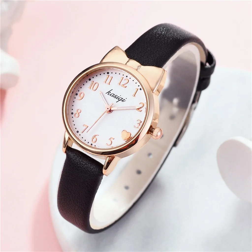 Женские наручные часы reloj mujer женские с кошачьими ушками студенческие ремешком