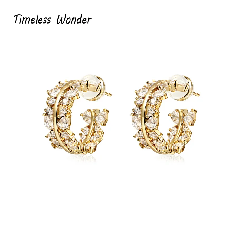 

Timeless Wonder Gorgeous Zirconia Leaf Hoop Earrings for Women Punk Cocktail Gothic Boho Ins Runway Designer Rare Party Emo 3347