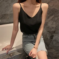 2022 summer tops women sexy ladies camisole shirt v neck slim korean solid color cropped tank top female corset for woman