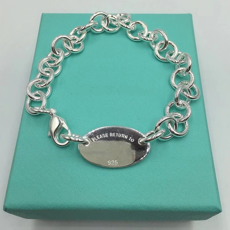 

1:1 S925 Sterling Silver Oval Original Brand Bracelet (With Two Holes), Heat Dissipation Fashion High-Quality Jewelry Gift
