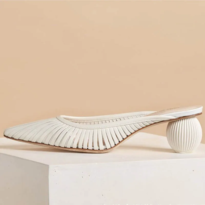 Открытые туфли лодочки с острым носком и ремешком на пятке Женские босоножки без