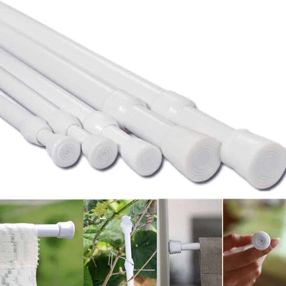 Adjustable Bathroom Shower Curtain Rods Voile Extendable Tension Telescopic Pole Rod Hanger Spring Loaded | Дом и сад