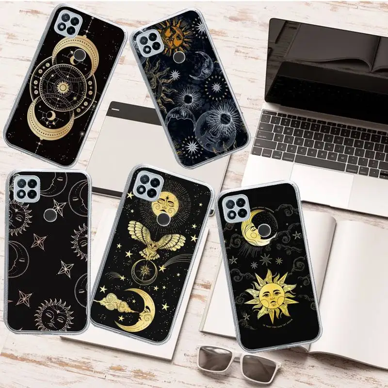 

Sun Moon Face Phone Case Transparent for Xiaomi redmi note 8 9 10 11 t lite pro ultra mix 4 k40
