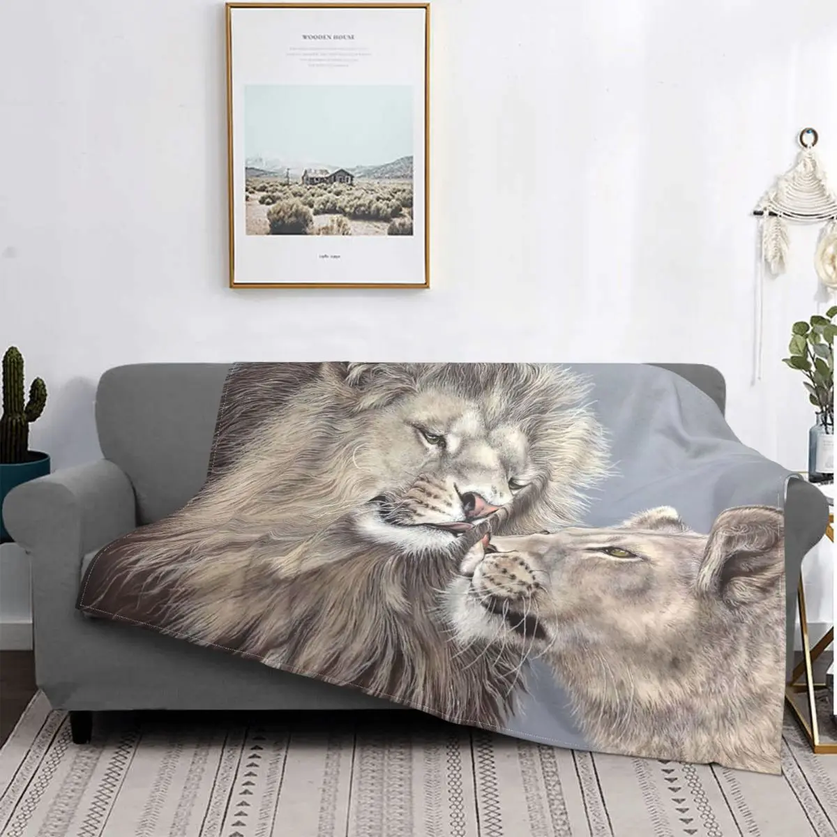 

Зимнее многофункциональное ультрамягкое одеяло с рисунком льва и любви