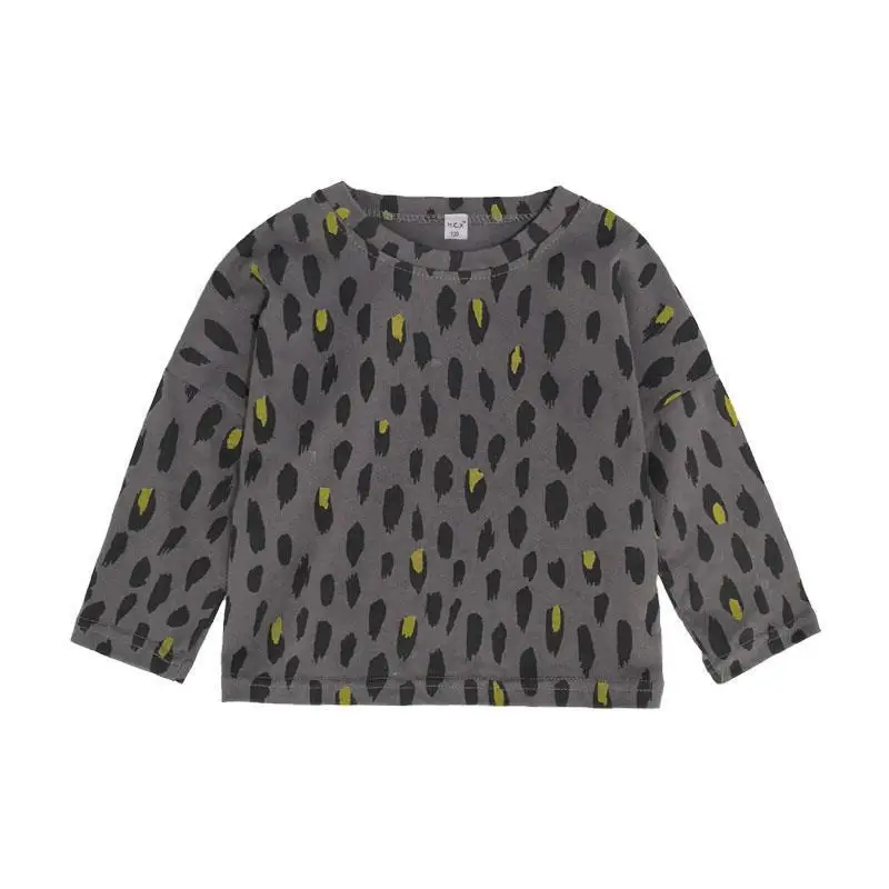 

Spring and autumn new boys' tops, baby cotton Children's Leopard Print Long Sleeve T-shirt P5489