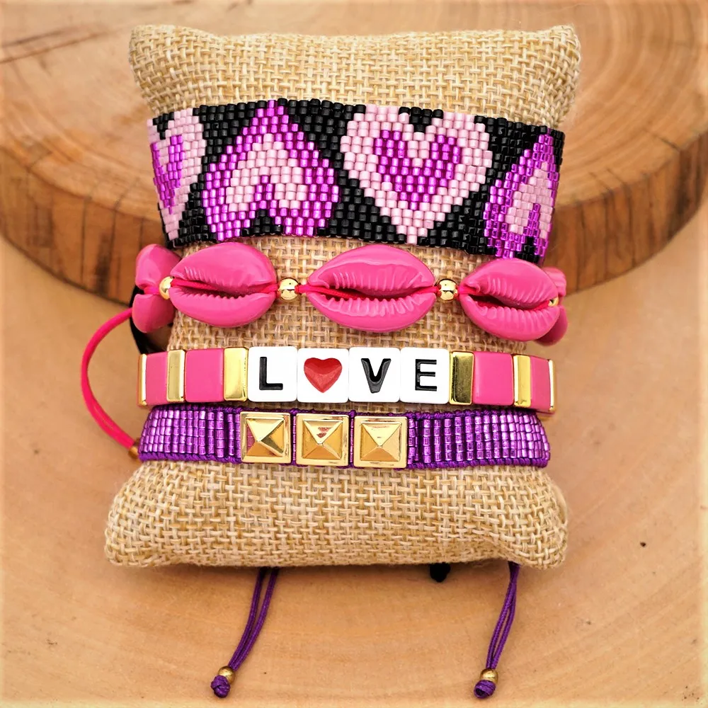 Go2boho эмалированная плитка браслеты 2020 LOVE Letter MIYUKI браслет украшения сердце