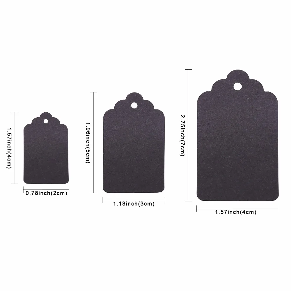 

100pcs Multi-sizes Packaging Label Brown Kraft Black White Paper Tags DIY Hang Label Wedding Party Decorating Blank Price Tag