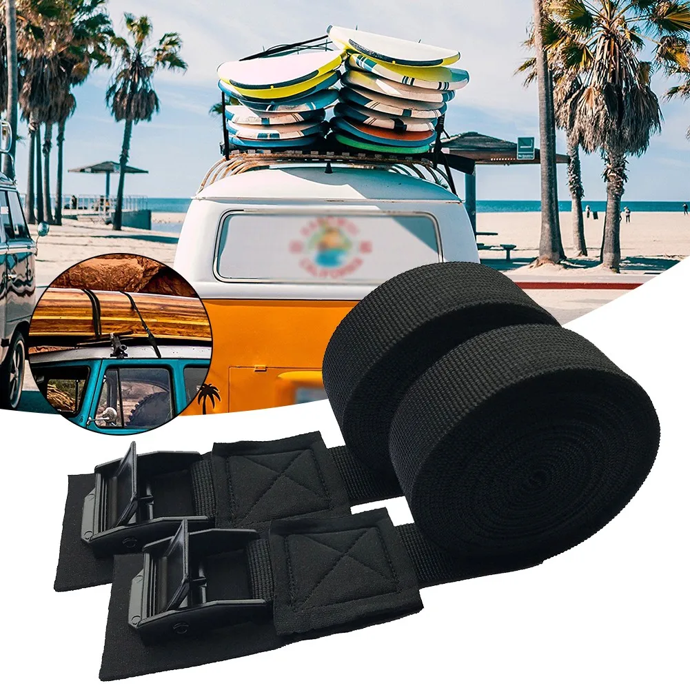 

2pcs 9.8in Tape Car Roof Rack Belt Luggage Kayak Surfboard Cam Buckle Lashing Tie Down Straps For Kayak Bicycle Surfboard Parts