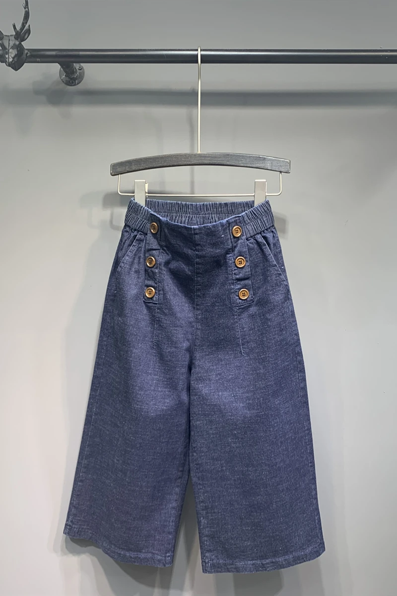 

Jeans Short Blue Wide-legged Female pants Summer Women Button fiy DM001