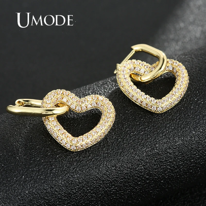 

UMODE Heart-shaped Cubic Zirconia Earrings for Women Fashion Micro Paved CZ Eternity Copper Earring Jewelry Christma Gift UE0750