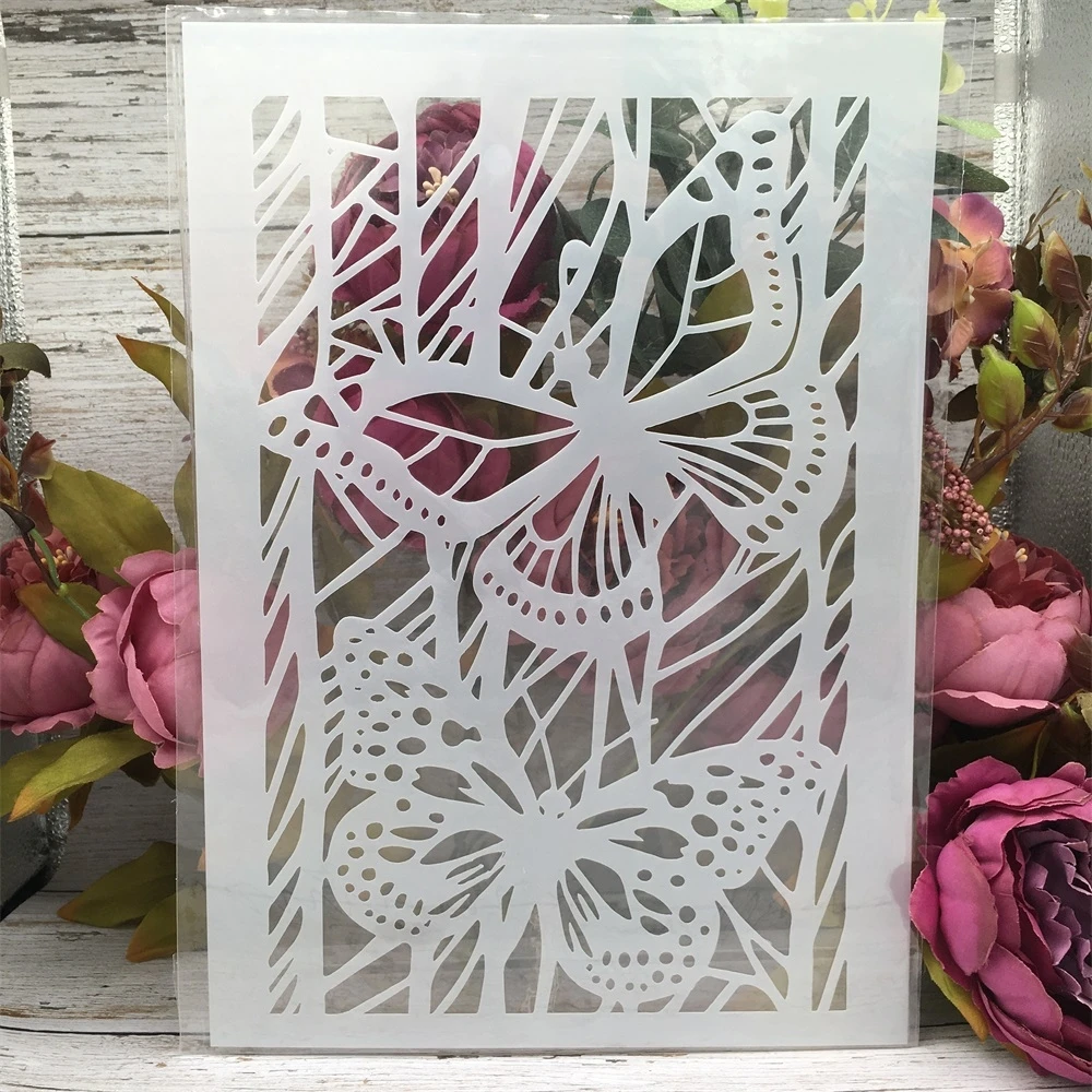 

A4 29cm Two Hollow Butterflies DIY Layering Stencils Wall Painting Scrapbook Coloring Embossing Album Decorative Template