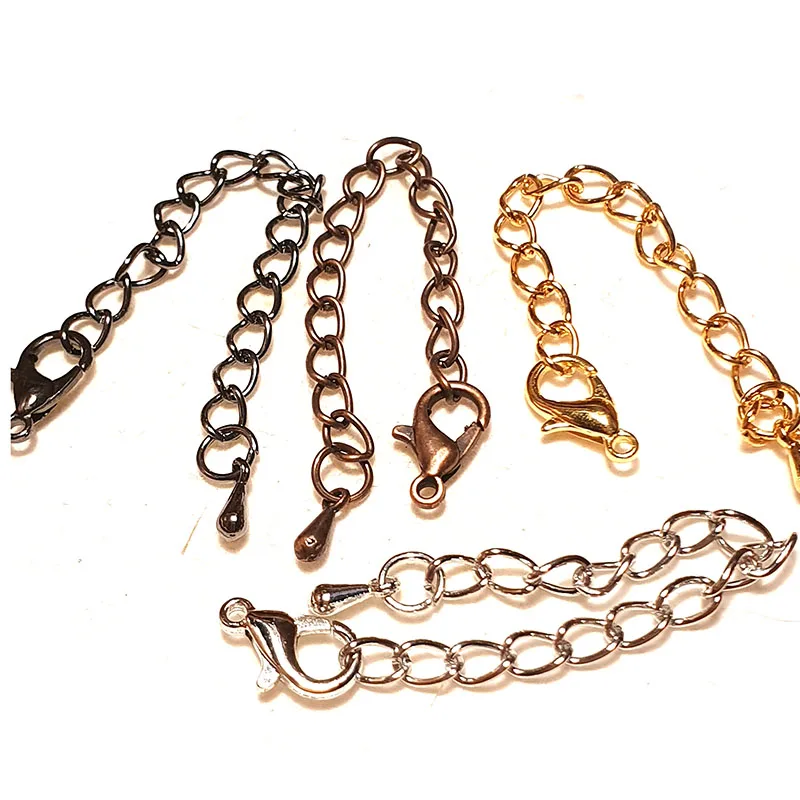 

10pcs/lot 50 70mm Tone Extended Extension Tail Chain Lobster Clasps Connector For DIY Jewelry Making Findings Bracelet Necklace