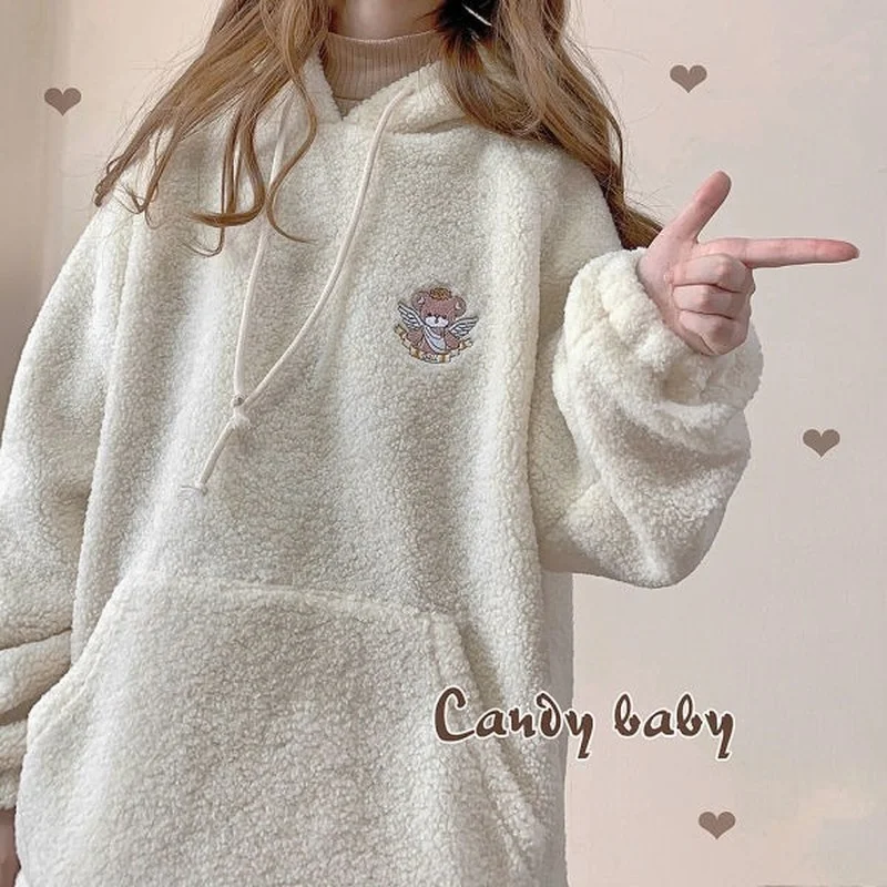 

Deeptown Japanese Bunny Ears Hoodie Kawaii Cartoon Embroidery Sweatshirt Winter 2021 Casual Cute Tops Soft Girl Thick Pullover