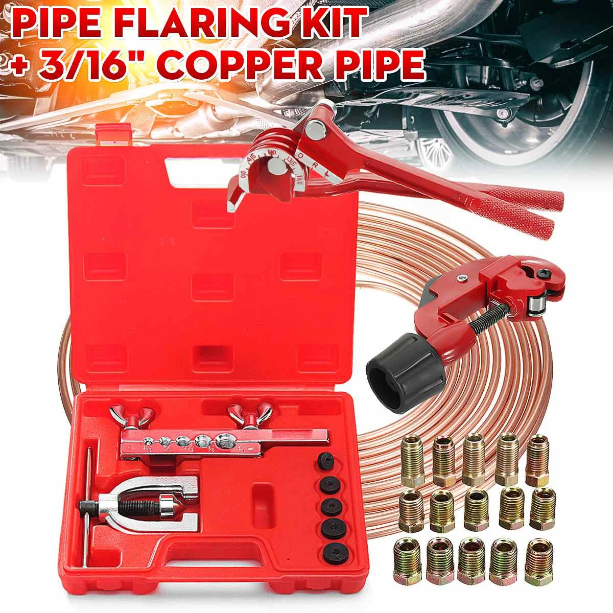 

Metric Cutter Tool Kit Copper Brake Fuel Pipe Repair Double Flaring Dies Tool Set Clamp Kit Cutter Bending Tool Pipe Flaring Kit