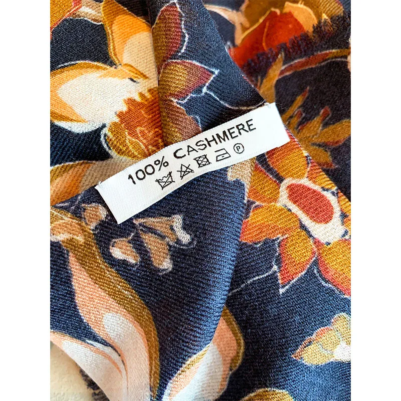 Шарф Floral Print из 100% кашемира, длинный, женский, зимний, элегантный, теплый, пашмина, шаль, 200*100 см.