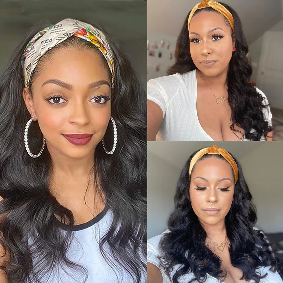 

Body Wave Headband Wig Human Hair for Black Women Full Machine Cheap Brazilian Human Hair Wigs Remy Hair Scarf Wig Gabrielle