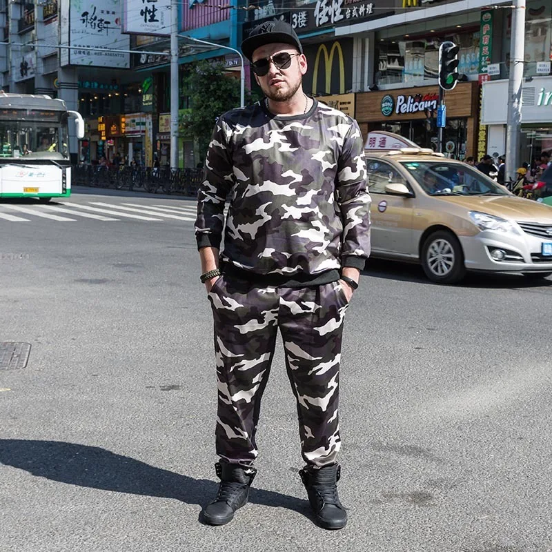 

Plus size men's clothing autumn and winter fat men fashion sports camouflage plus size sweater