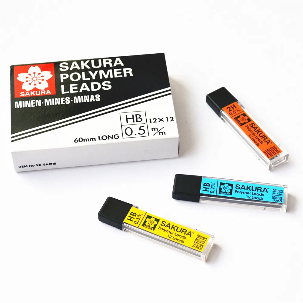 Сакура полимер приводит механический карандаш пополнения Замена 0 3 5 7 9 мм 12