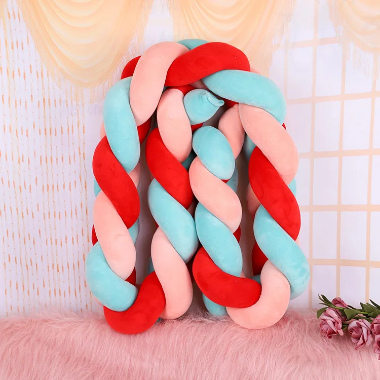 red pink blue 1,5 м плетеная плюшевая Колыбель для детской комнаты, декор для детской комнаты, ручная вязка, завязывающаяся кроватка, бампер для детской кровати, подарок для новорожденного - Цвет: red pink blue
