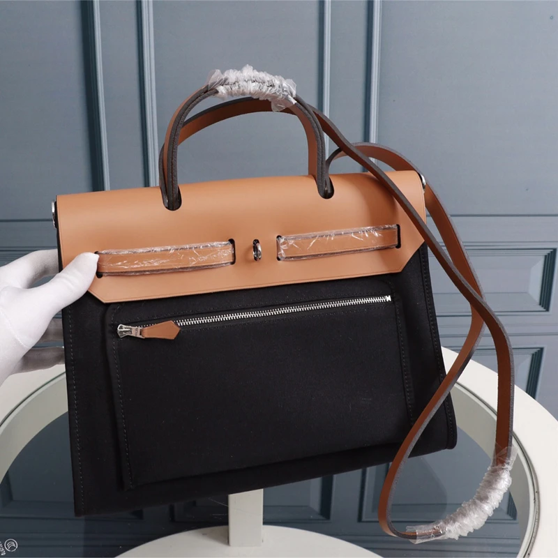 

2021 new Women's Bag Kelly Bag high-end luxury shoulder bag fashion canvas leather handbag lady bag