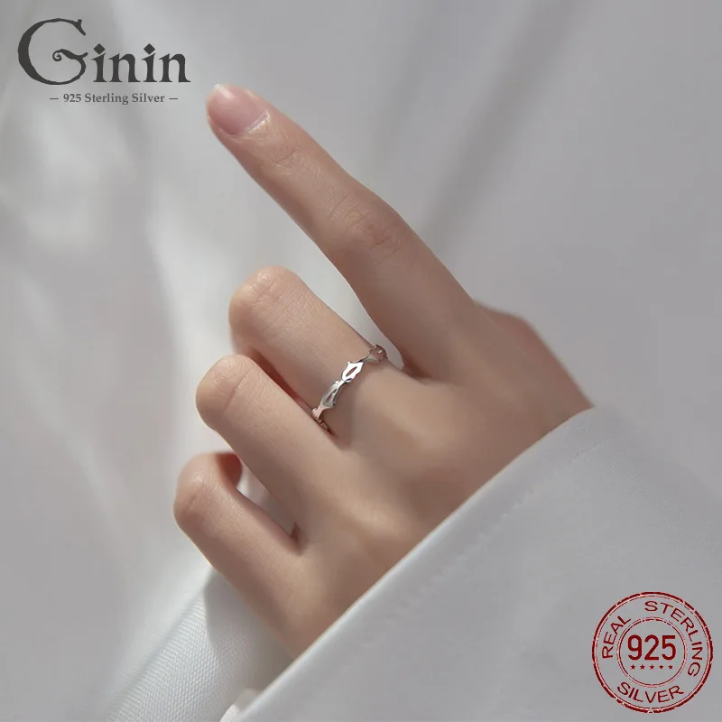 

Ginin 925 Sterling Silver Simple Vine Twigs Ring For Women Temperament Korean Style Thorns Open Ring Engagement Gift Jewelry