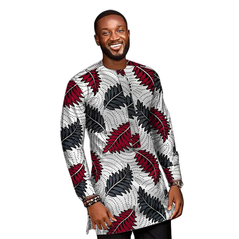 Африканские модные мужские рубашки с принтом Анкары Дашики длинным рукавом