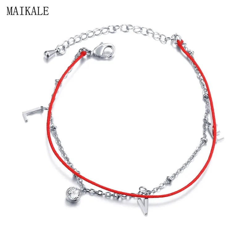 Женский простой браслет из красной веревки MAIKALE Круглый дружбы фенечки с