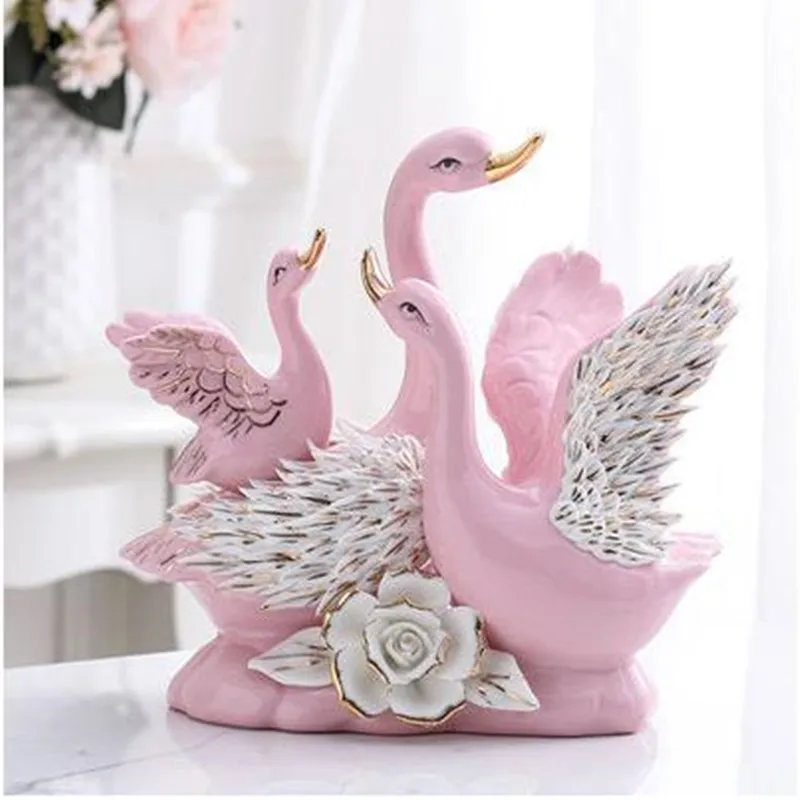 

Nordic couple ceramic swan crafts, animal statue artwork, beautiful home decoration gifts, office restaurant table decoration