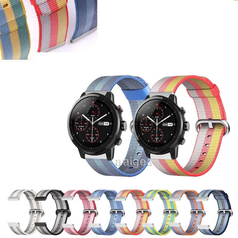 Ремешок спортивный плетеный нейлоновый для Huami Amazfit Stratos 2 2S 3 браслет часов GTR 47 мм