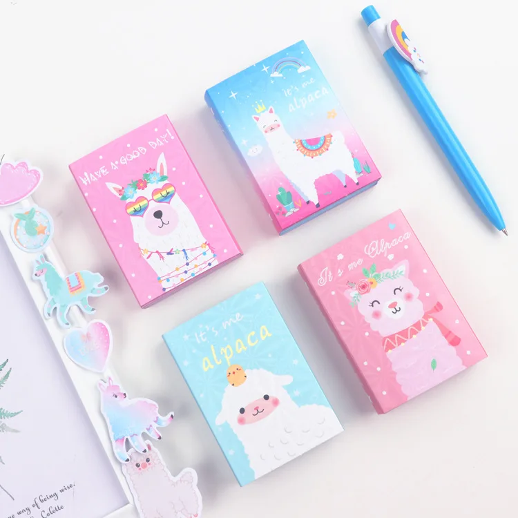 Kawaii Альпака Красочные 6 складной Блокнот N раз бумаги для заметок на клейкой