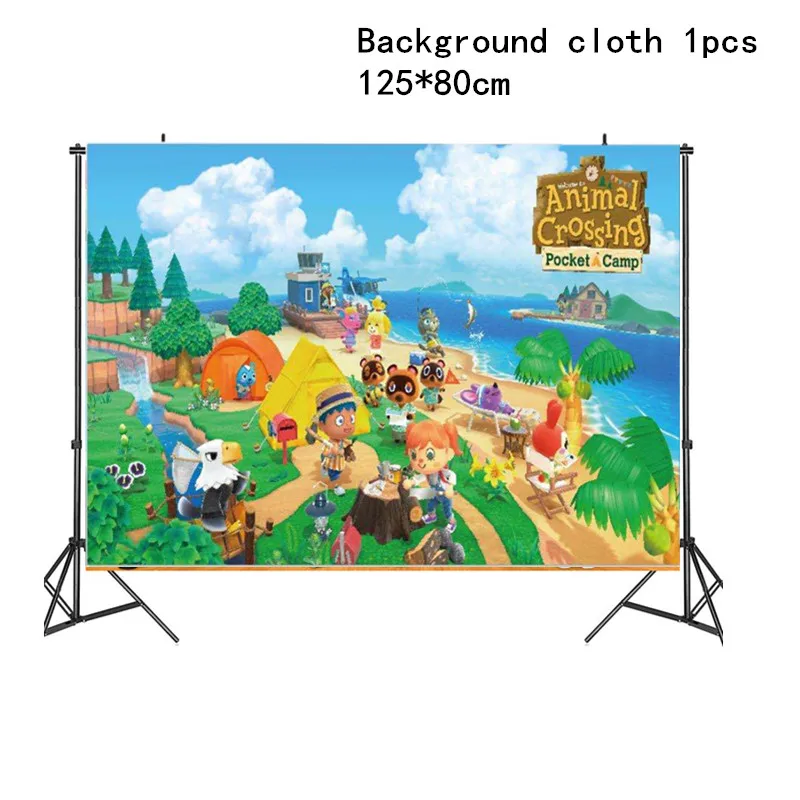 

Animal Crossing Game Theme Party Plate Cup Straws Jungle Gift Bag Birthday Party Decor Flags Balloons Jungle Party Supplies Set