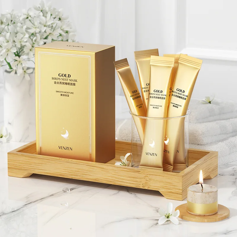 

20pcs Golden Silk Bird's Nest Sleep mask Hydrates brightens improves skin dryness oil control Anti Aging