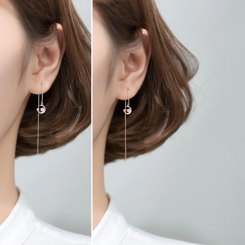 

Genuine 925 Sterling Silver Dainty Zircon Moon Drop Earrings Cute Pull Through Earring Hypoallergenic Jewelry for Women